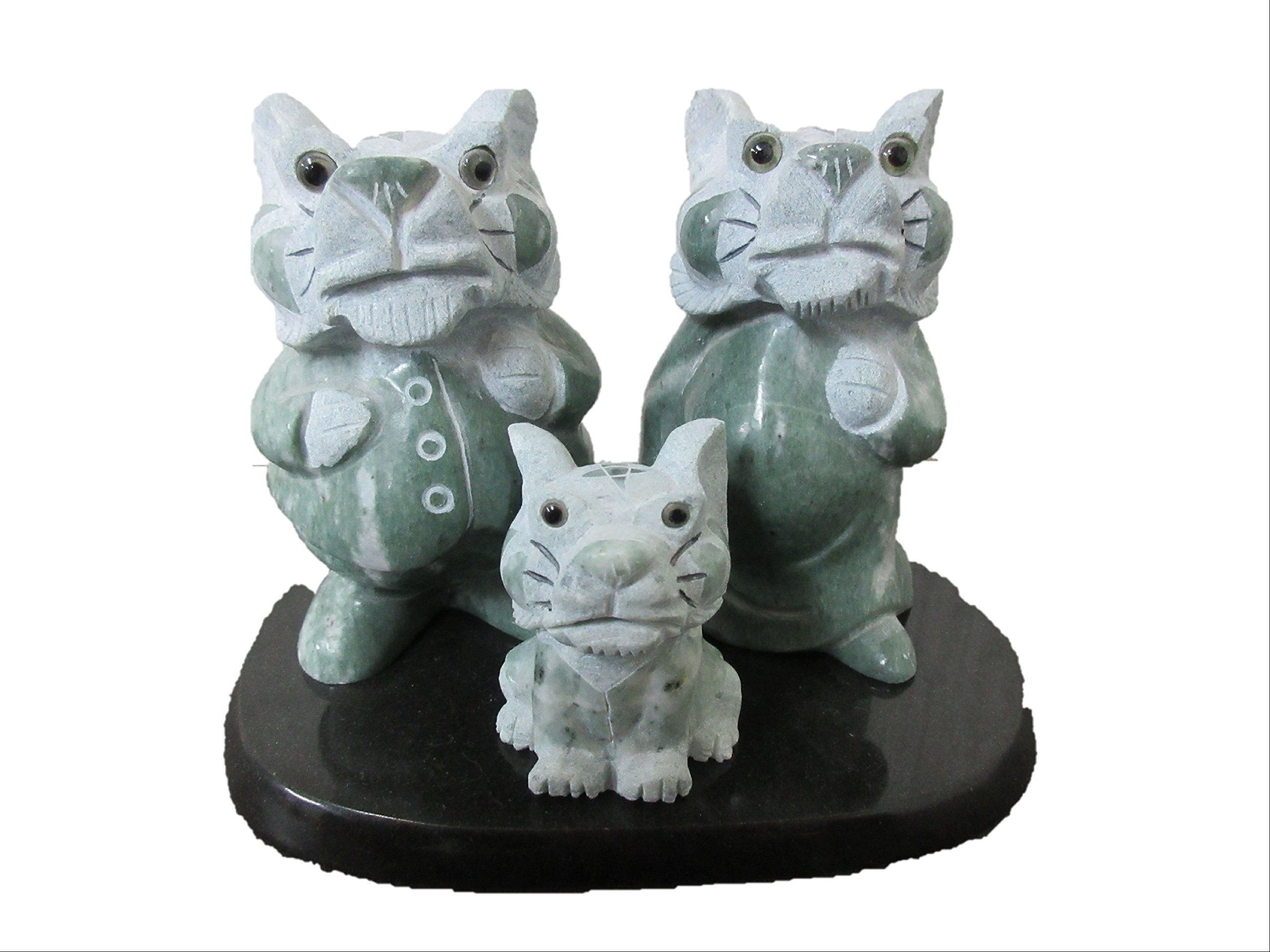 トラの家族石の置物動物のオブジェお庭・お部屋のインテリアに！